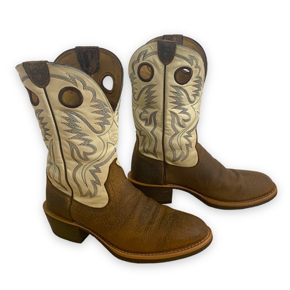 Ariat Other - Ariat Heritage Roughstock Leather Western Cowboy Boots Cream Brown Mens Size 11D
